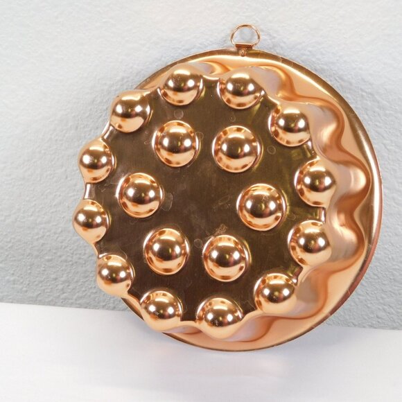 Lot of 2 Fluted Dimpled Copper 4 Cups Round Jell-O Cake Mold Vintage - Picture 1 of 8